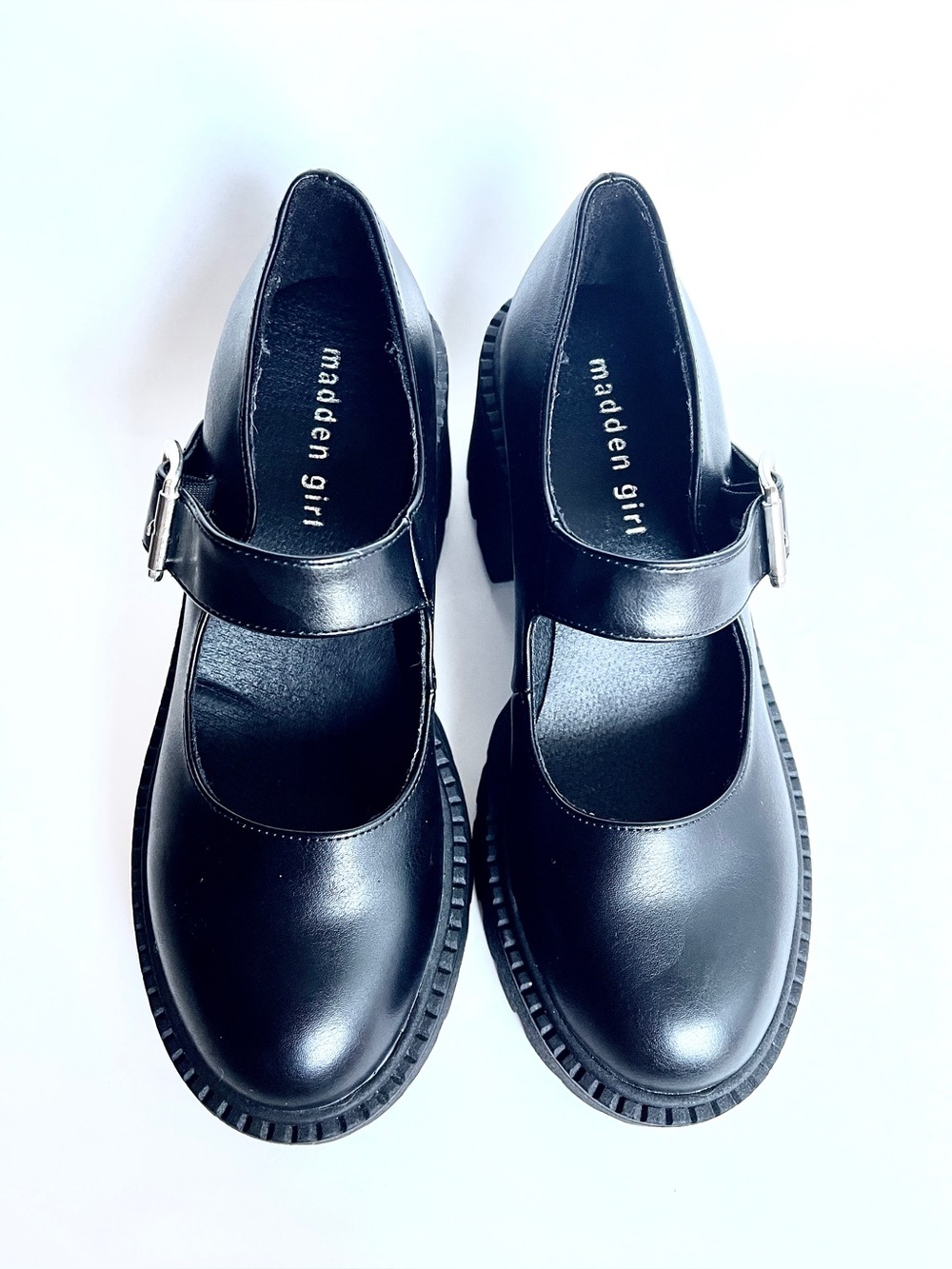 Madden Girl Black Platform Mary Janes US 6.5 EU 37.5 Goth Chunky Lug Soles Heels